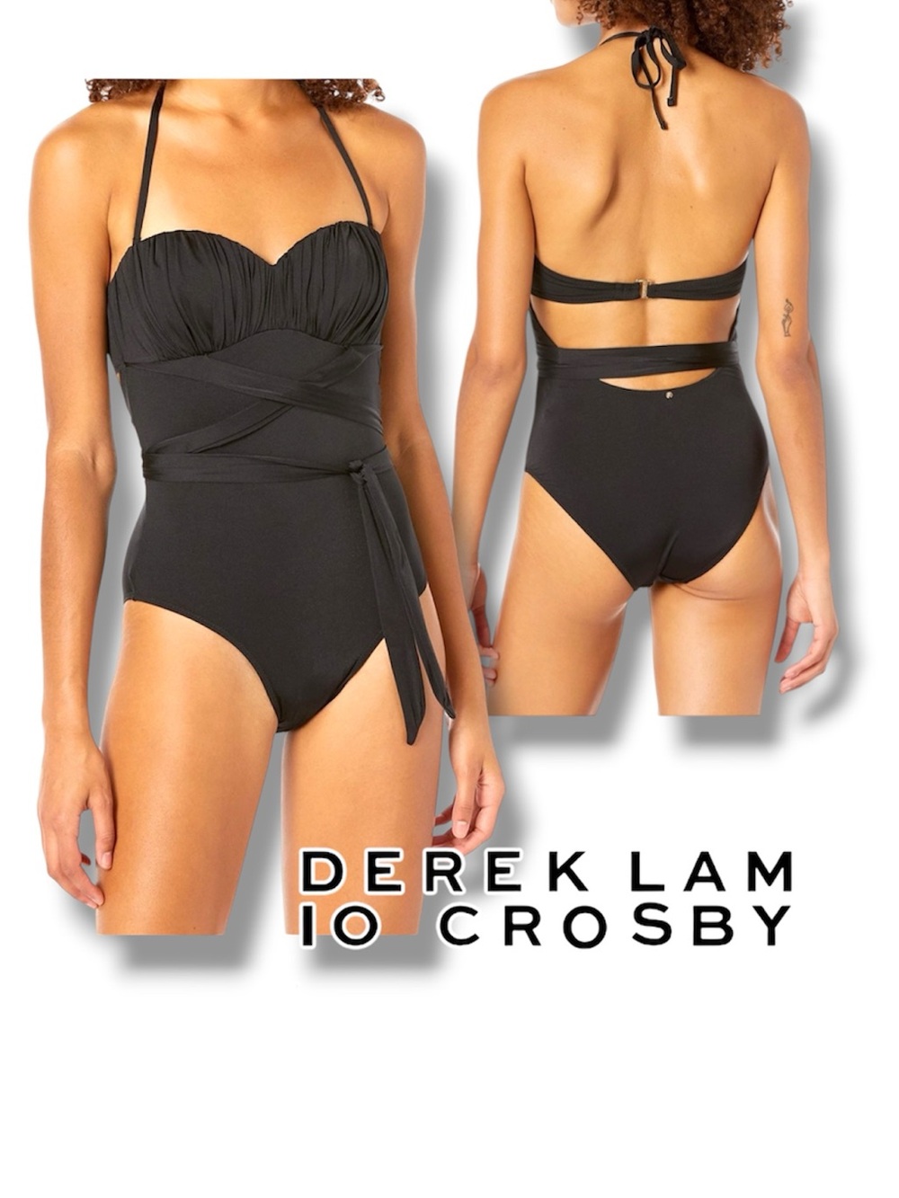 Derek Lam 10 Crosby Swimsuit Molded Cup Maillot with Body Wrap Tie Size Medium